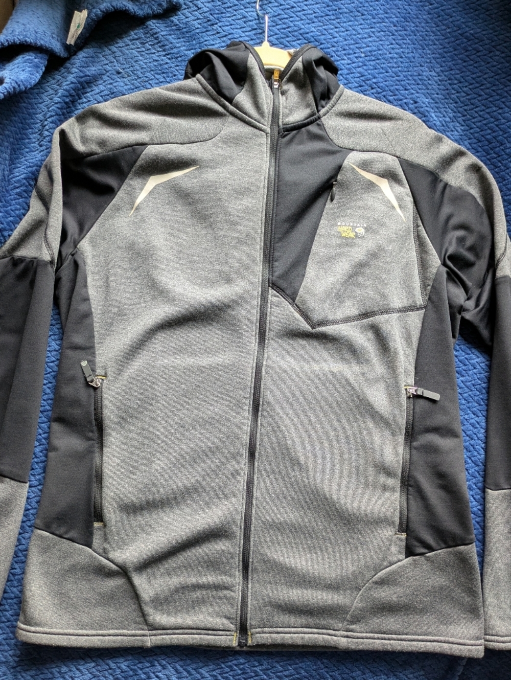 Men's Mountain Hardwear Grey & Black Full-Zip Hooded Jacket Fleece Lined